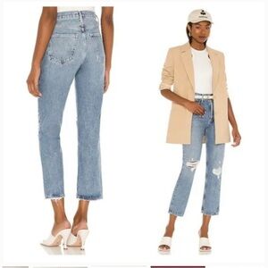 Agolde Lana Mid Rise Vintage Straight Crop Jeans in Cornerstone 24